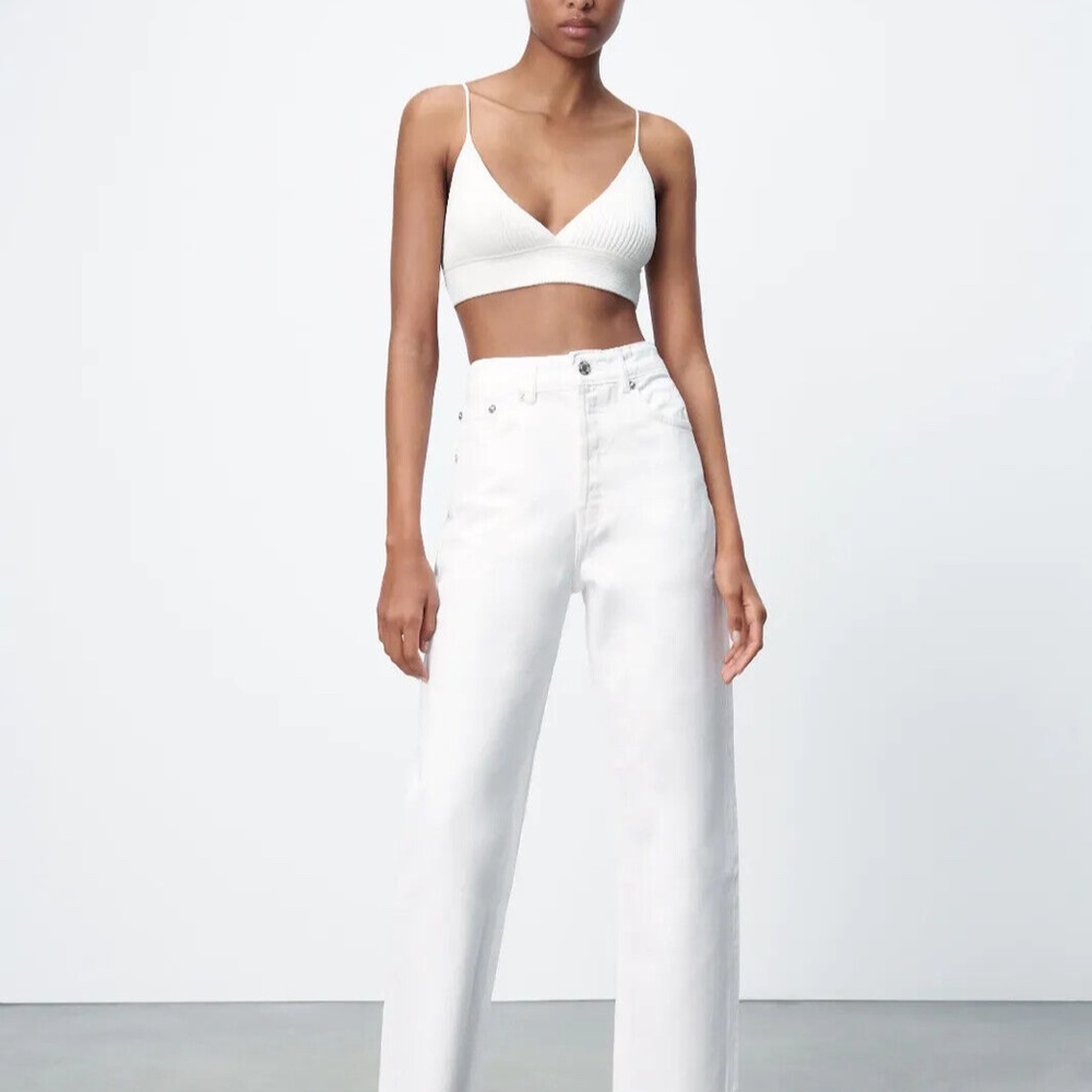 ZARA TRF white straight jeans